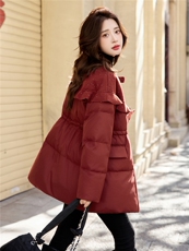 巨好看的拼接羽绒服女中长款冬季2025新款宽松圆领加厚白鸭绒外套，女装羽绒服，流量+