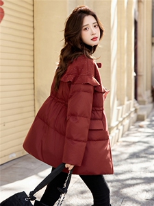 巨好看的拼接羽绒服女中长款冬季2025新款宽松圆领加厚白鸭绒外套图片