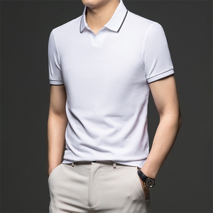 2024新款夏季冰丝高端短袖Polo衫男士商务休闲时尚翻领T恤上衣潮图片