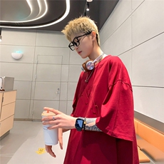 港风山钢印印花大码短袖T恤男DT77786P25块特价控48：供抖音视频，男装T恤，星座227-7