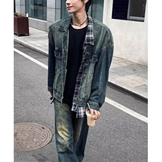 单排扣水洗宽松型青少年高街痞帅牛仔外套男款冬美式JN307，男装工装外套，星座1116A（原606A-3）