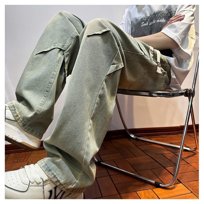 k1077-p55-控78  现货宽松拉链cleanfit牛仔裤马丁靴黑暗图片