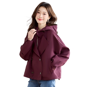 春秋新款短外套女2025长袖连帽今年流行小个子风衣爆款减龄上衣潮图片