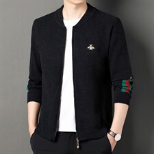 2023秋季新款中年男士纯色刺绣圆领毛衣中青年打底针织衫长袖上衣，男装针织衫/毛衣，电商B212（原钱塘6029）
