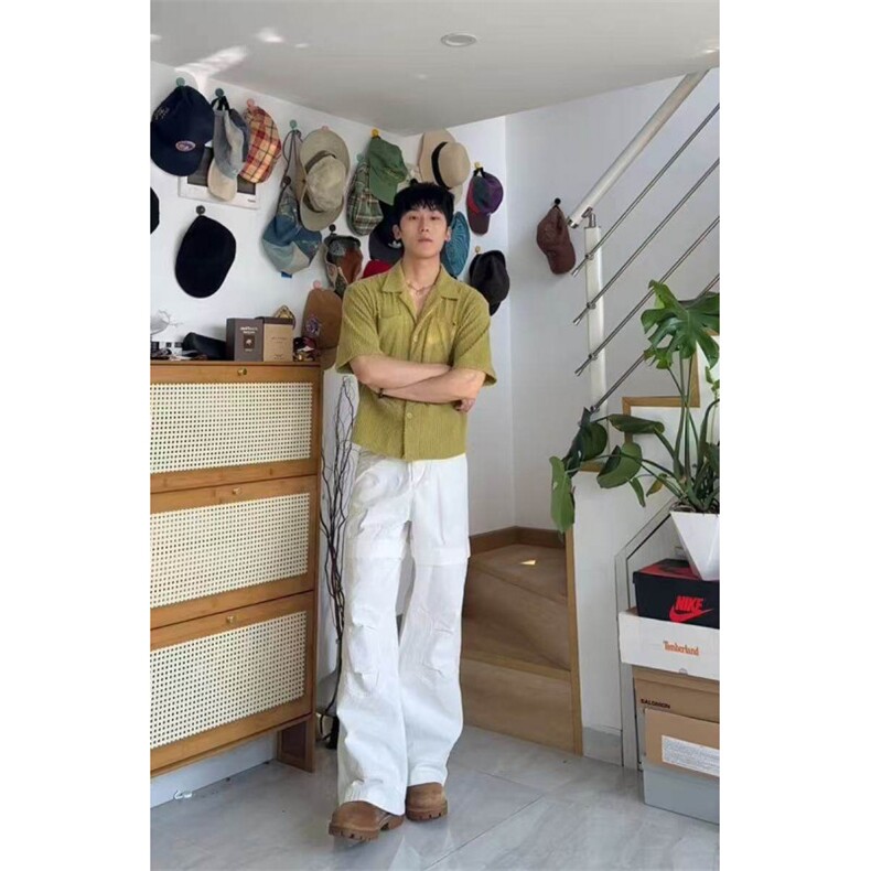 档口现货原版面料~25狼尾草翻驳领短款衬衫短袖t恤T2580批45，男装T恤，星座1004-6