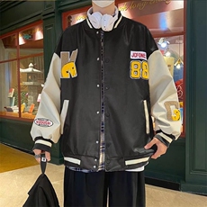 复古卡通刺绣棒球服皮夹克外套A68P65，男装夹克，星座1116-2