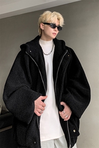 美拉德羊羔绒外套男士秋冬季夹棉加厚美式复古少年感连帽棉衣袄子图片