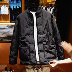 新中式立领棉服中式手工盘扣保暖外套风羽绒服yrf580-TP180，男装羽绒服，电商A089-1