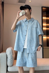 35580-P63 大码 控98 大码夏季男士休闲套装图片
