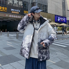 现货雪山款连帽时尚宽松轻薄白鸭绒扎染外套羽绒服R8833P100，男装羽绒服，星座301D-5(原星座1415）