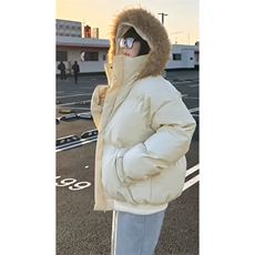 现货三防重磅硬挺boxy短款羽绒棉衣座山雕大毛毛领PU皮棉服外套冬，男装棉衣，电商A486-1