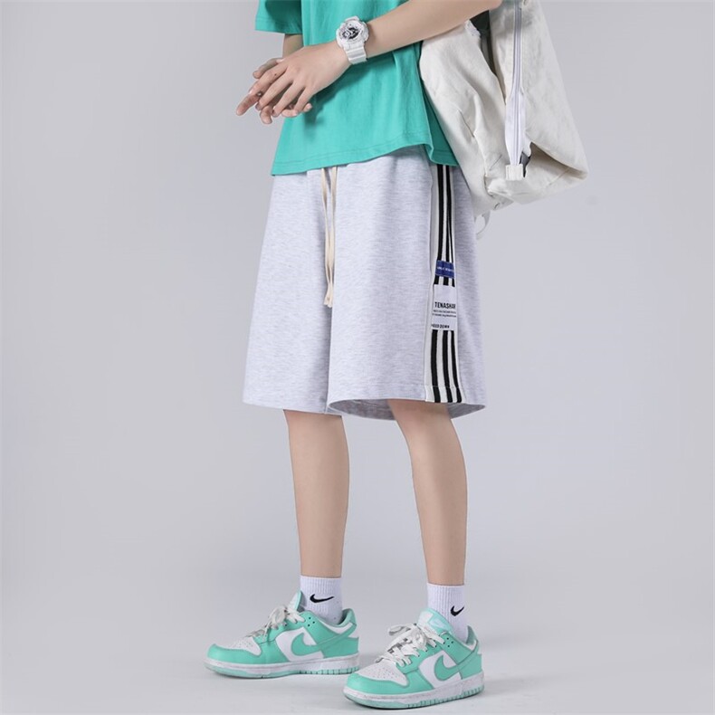 2026夏季条纹拼接贴标卫裤短裤XZ604-KP63-P30控39，男装牛仔裤，星座604