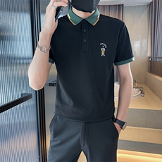 2025新款撞色领夏季短袖T恤翻领刺绣Polo衫A390-P55，男装T恤，电商D342