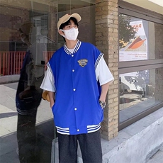 假两件棒球服男短袖夏季潮牌美式高街宽松半袖夹克外套J645，男装夹克，星座1116A-1（原606A）