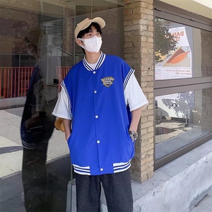 假两件棒球服男短袖夏季潮牌美式高街宽松半袖夹克外套 J645图片
