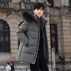 冬90%鹅绒羽绒服中长款加厚真毛领零下防寒外套H817-P320538，男装羽绒服，星座1210A