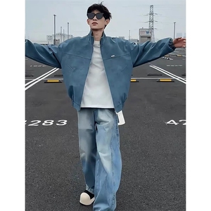 水洗立领皮衣外套男女款机车皮夹克外套J2605-特P75量大优图片
