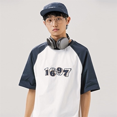2024夏季新款男装日系潮牌拼接圆领宽松短袖休闲T恤半袖T908-F44，男装T恤，电商A101（原外27）