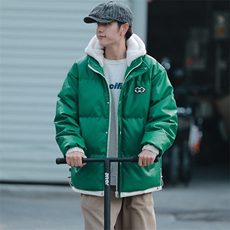 冬季港风潮假两件PU皮棉衣外套加绒加厚棉服男士8132-P145控价188，男装棉衣，电商A441-1