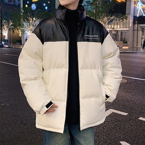 港风潮牌新款亮皮防水立领棉服潮流保暖棉衣M083S-P100控139图片