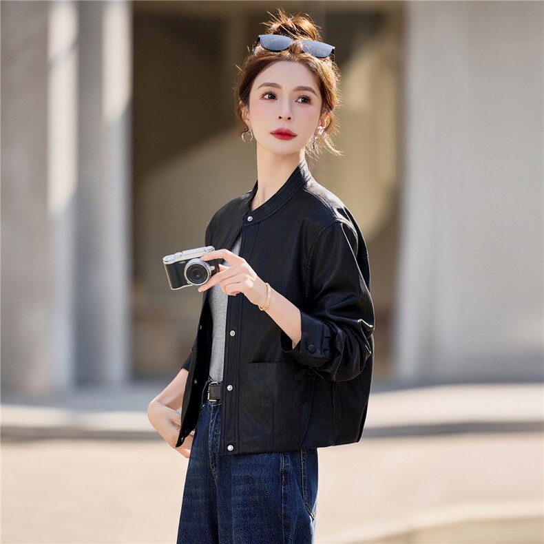 【春季女装新款】2026大量现货夏秋款时尚大方百搭短款皮衣外套,女装皮衣,缘衣格