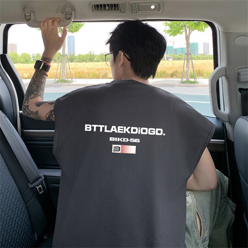 可48小时发货支持抖音得物来样二开240克重磅美式纯棉背心无袖t恤，男装背心/马甲，电商A486-1