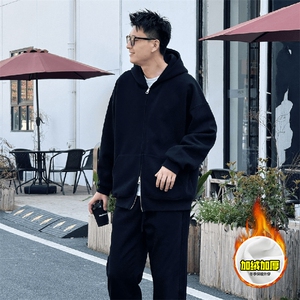 480G重磅加绒硬挺boxy男女秋冬美式高街结构双拉链开衫卫衣厚外套,玫红色打底衫怎么搭配什么外套好看图片