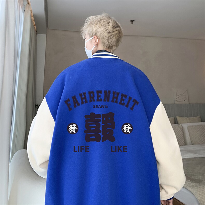 摇粒绒棒球服男大码开衫卫衣男夹克BF86256-P65,男装夹克,电商A040