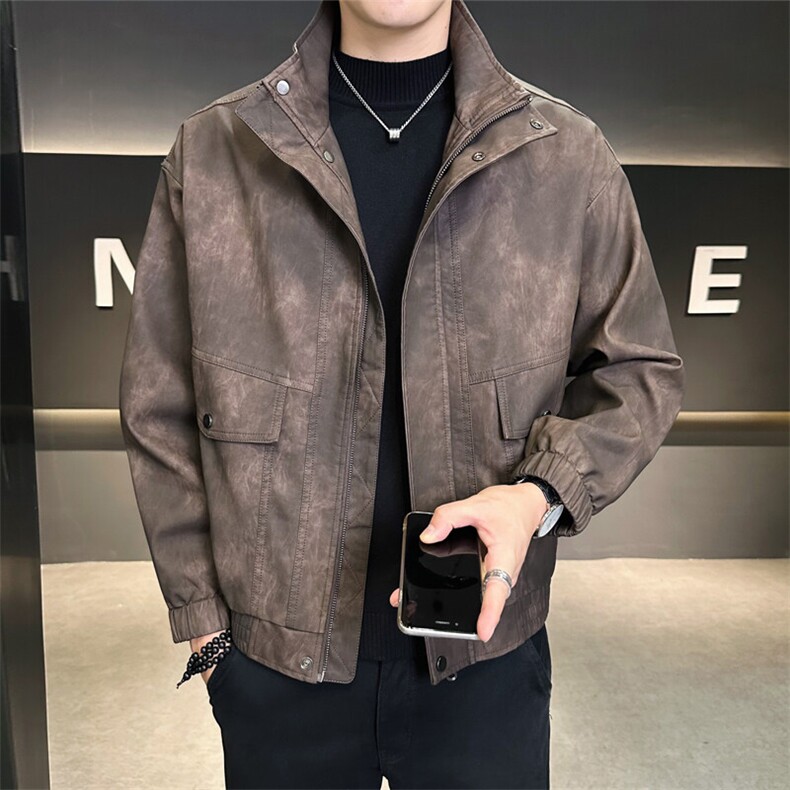2025春季新款高品质款宽松水洗PU皮衣男外套C317-J1118-P155,男装皮衣,电商C317