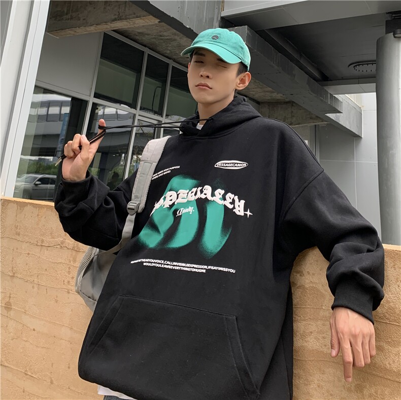 秋季大码卫衣ins港风宽松连帽百搭印花外套X5536-模特图-P65-限78，女装短外套，电商A061-1