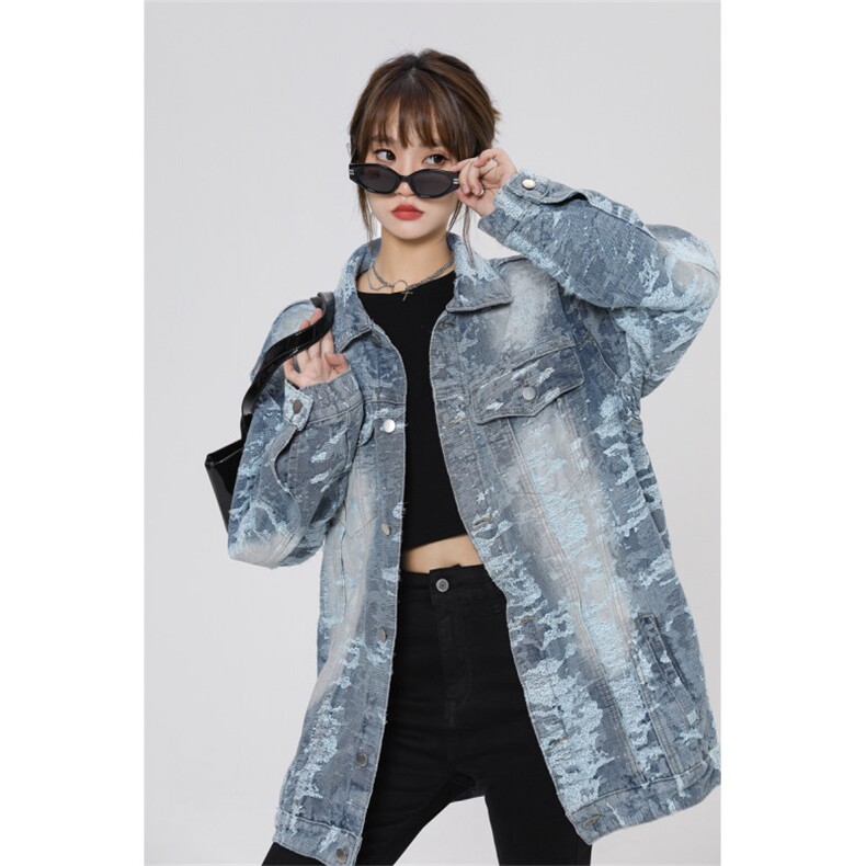 高品质复古做旧雪花情侣夹克牛仔衣外套221-1-JK2311-P95控128图片