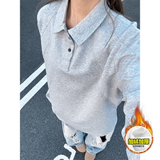 抖音得物高品质美式高街重磅曼巴棉结构螺纹拼接翻领卫衣长袖T恤，男装T恤，电商A486