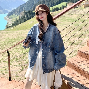 2025流行牛仔外套女新款小众设计感宽松BF风春秋季别致夹克衫图片