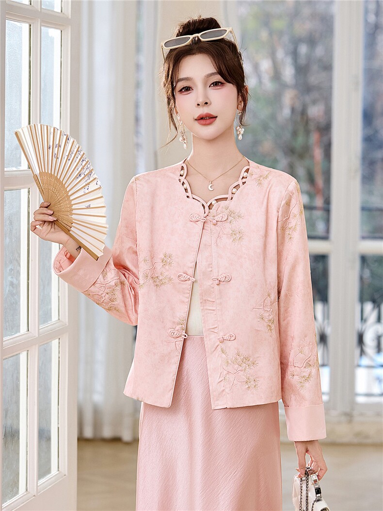 新中式G风外套女2026春季新款复古刺绣提花设计感时尚气质外套,女装短外套,时尚俏佳人