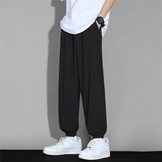 白底23新款夏季时尚百搭垂感休闲美式束脚裤子KZF135P35控58，男装休闲裤，电商A247-1