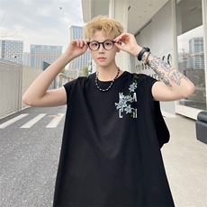 图案已注册夏季新款植物花卉宽松背心男潮牌坎肩无袖T恤B069/P25，男装T恤，电商B209