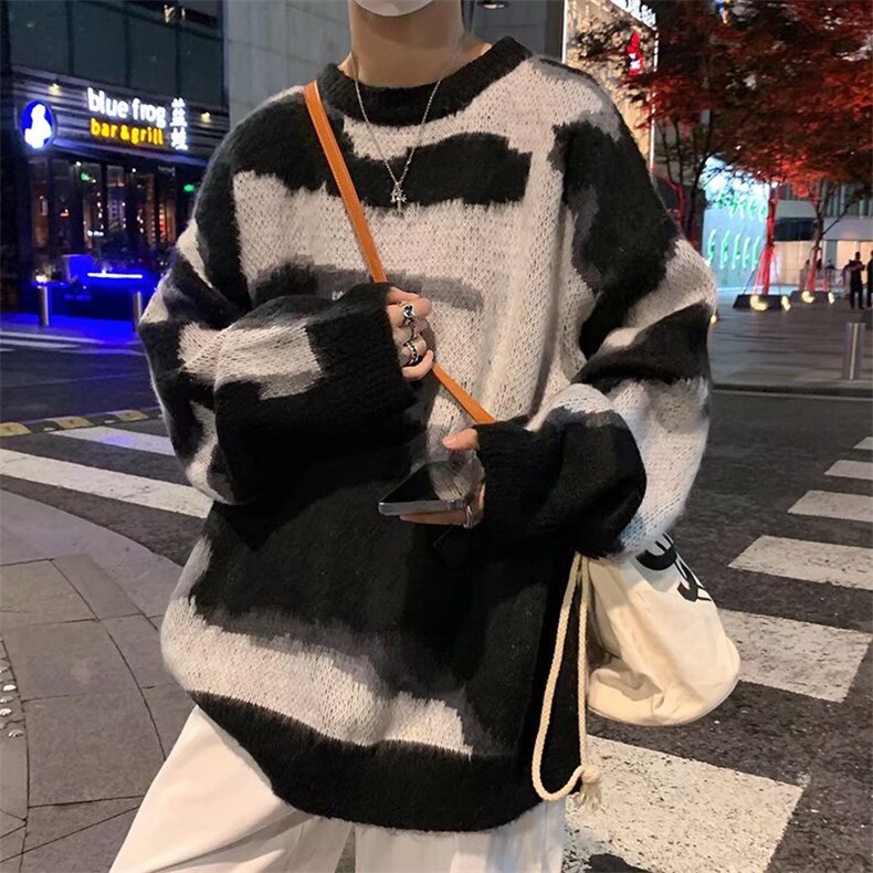 秋冬新款扎染套头毛衣男休闲宽松日系慵懒痞帅百搭上衣潮M65-P48,男装针织衫/毛衣,星座1008-1