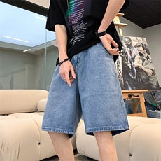简约~男生夏季牛仔短裤时尚高级宽松五分中裤子，男装牛仔裤，星座1013