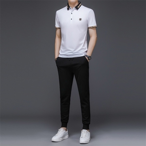 JG2006男士2023年春夏季新款运动套装短袖长裤T恤卫裤二件套P110图片