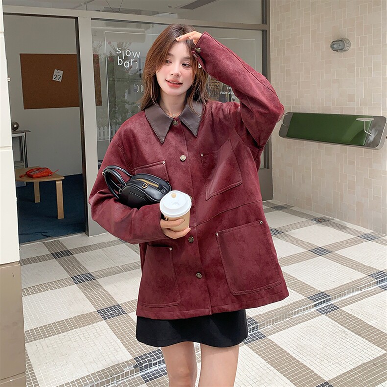 2024【新现货】复古做旧拼接撞色实计感皮外套082-5888P175K248,女装皮衣,浙宝192（原082）
