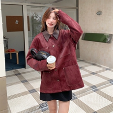 2024【新现货】复古做旧拼接撞色实计感皮外套082-5888P175K248，女装皮衣，浙宝192（原082）