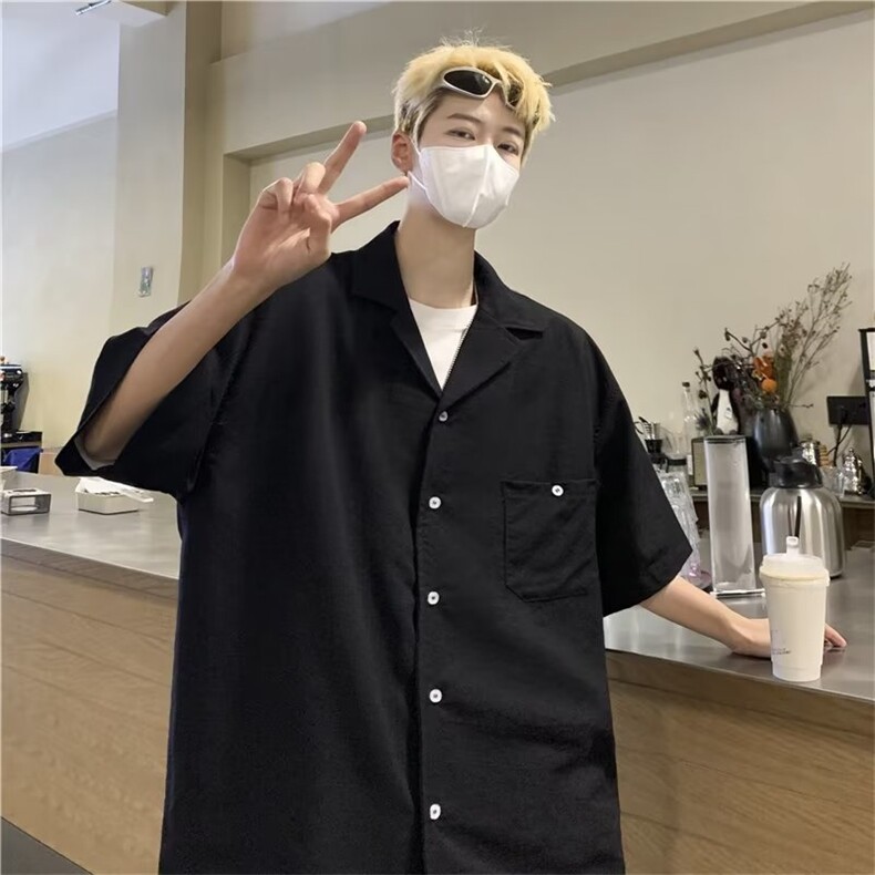 短袖衬衫男夏季潮牌潮流痞帅半袖W2213P36,男装衬衫,星座1116-2
