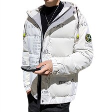 现货仓库桥园路连帽潮牌时尚韩版宽松鲨鱼皮羽绒服短款外套，男装羽绒服，星座301D-5(原星座1415）