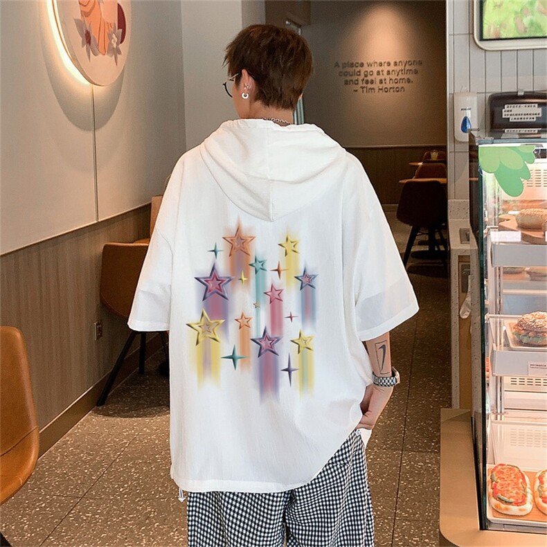 DSA028-MQA2329P38夏季复古潮牌连帽工装短袖男百搭休闲卫衣,男装T恤,电商A028