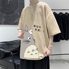 YT26150-P30亚短袖t恤男大码五分袖男宽松七分袖港风模特，男装T恤，电商A040