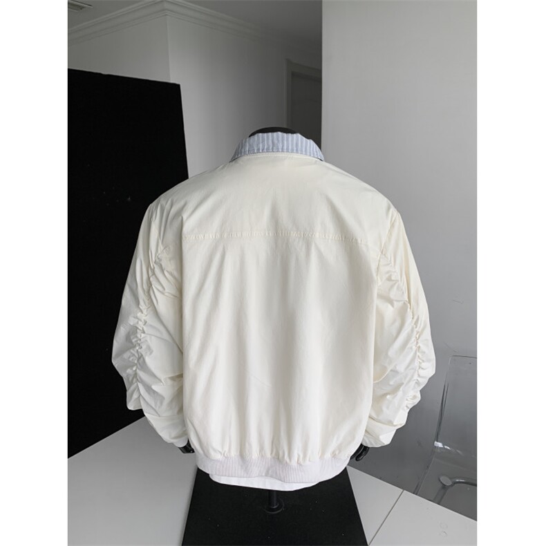 JK715-尺码M-3XL-P55-美式复古绣花假两件翻领棒球服夹克外套,男装夹克,星座1811B