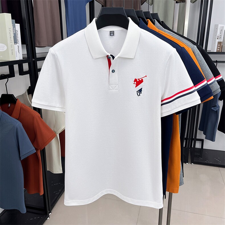 B25135广州体恤纯棉翻领短袖POLO,男装T恤,钱塘207-1