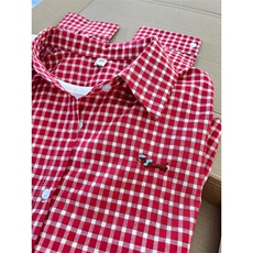 档口现货红色格子腊肠狗刺绣衬衫男春秋情侣装CS255LL特P38，男装衬衫，星座1007（原301D）