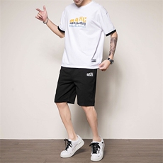 夏季运动套装2021潮流短袖套装时尚短裤T恤男青少年两件套P35，男装套装，星座217-4