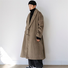 冬季新款毛呢大衣男过膝无羊绒韩版宽松落肩呢子中长款风衣男外套，男装风衣，星座710